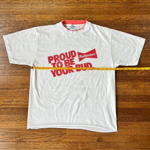 "PROUD TO BE YOUR BUD" Vintage Budweiser shirt White and Red Men's Large - Picture 5 of 8